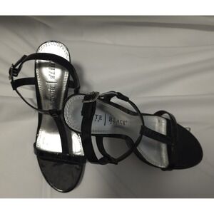 White House Black Market Patent Leather‎ Black Strappy Heels. Size 7